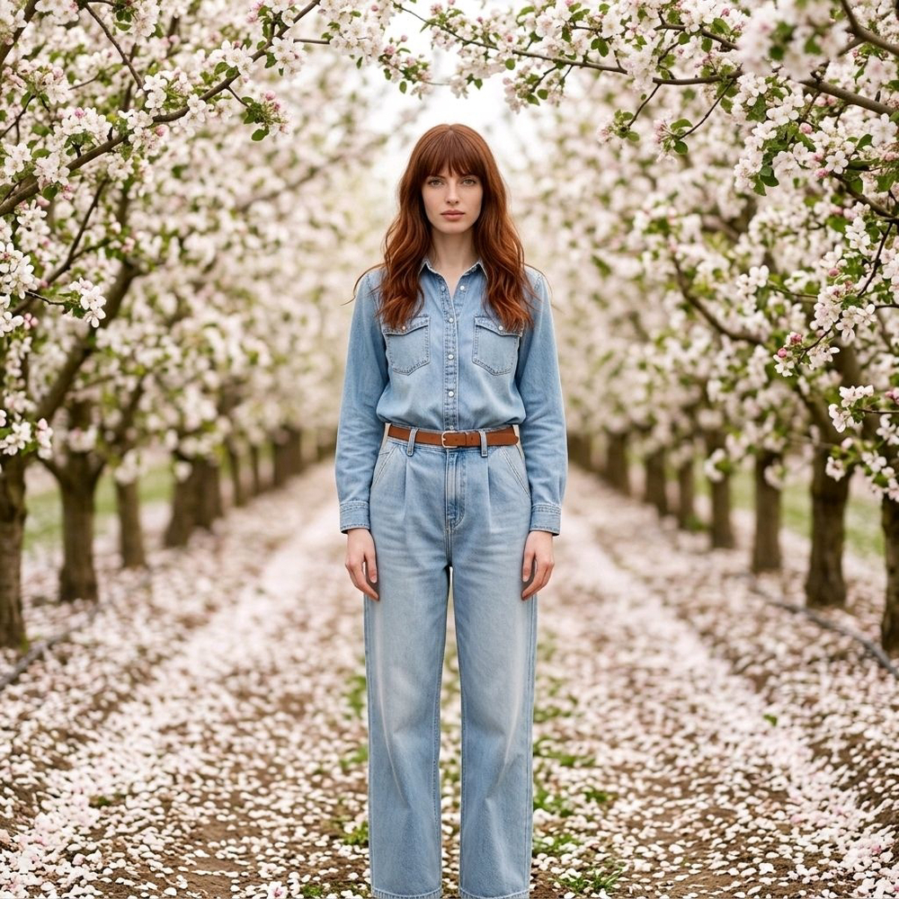 Vintage Retro Pleated Light Blue Wide Leg Denim Jeans Size M Indie Summer